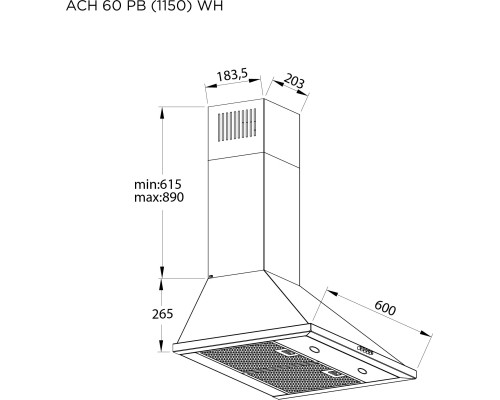 Витяжка кухонна Pyramida ACH 60 PB (1150) WH