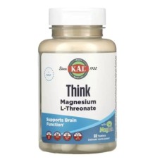 Мінерали KAL Магній L-Треонат, Think Magnesium L-Threonate, 60 таблеток (CAL-27193)