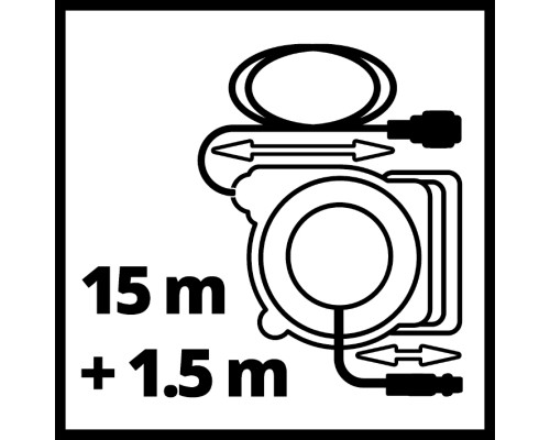 Пневматичний шланг Einhell TC-PH 150, 15+1.5м, 9мм, до 16бар, 5.8кг, на катушці (4138005)
