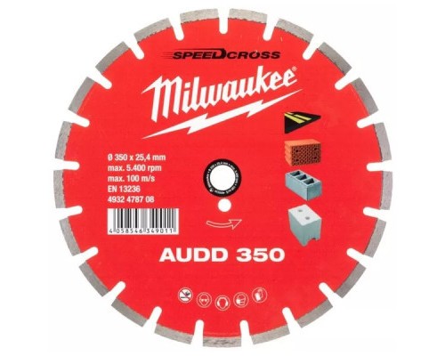 Круг відрізний Milwaukee алмазний AUDD350 для бетону, каменю, цегли (4932478708)