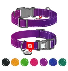 Нашийник для тварин WAUDOG Nylon Mono з QR паспортом, пластиковий фастекс S фіолетовий (52099)