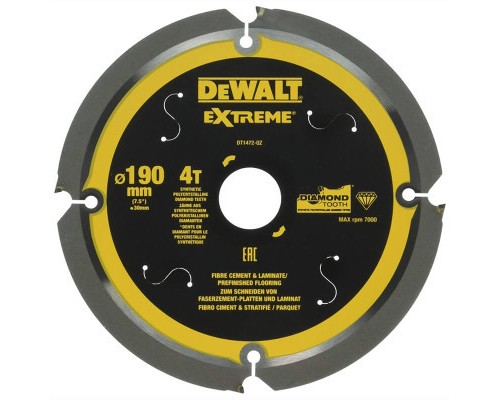 Круг відрізний DeWALT універсальний, 190x30 мм, 4 z, (FTG), 12 гр., 7000 об/хв (DT1472)