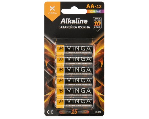 Батарейка AA LR6 Alkaline 12pcs Blister Vinga (VJABAA12) 