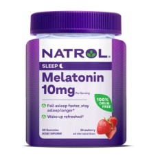 Амінокислота Natrol Мелатонін, 10 мг, смак полуниці, Melatonin, 60 жувальних кон (NTL07586)