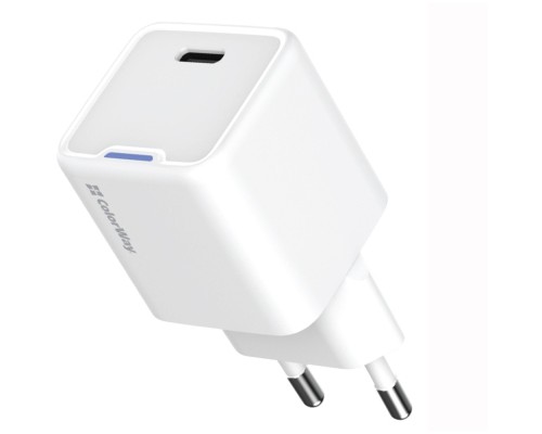 Зарядний пристрій ColorWay C101C GaN Mini 20W PD PPS USB-C white (CW-CHS059PD-WT)