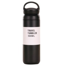 Термос Merlion Travel Tumbler 350 мл, подвійна кришка з ручкою, чорний (SUS304-350Black)