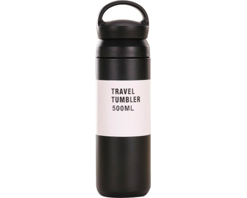 Термос Merlion Travel Tumbler 350 мл, подвійна кришка з ручкою, чорний (SUS304-350Black)