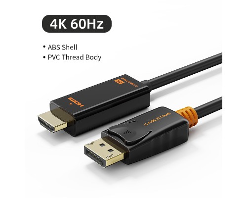 Кабель мультимедійний DisplayPort M to HDMI M 1.8m V1.2 4K60Hz Cabletime (CA915316)