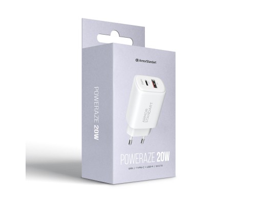 Зарядний пристрій Armorstandart 1xUSB-C PD25W + 1xUSB QC3.0 GaN white (ARM87066)