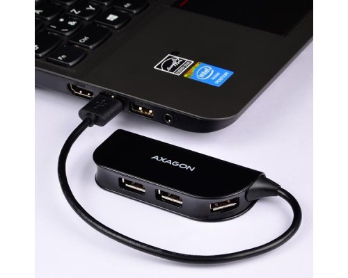 Концентратор AXAGON USB 2.0 to 4xUSB 2.0 0.2m black (HUE-X4B)
