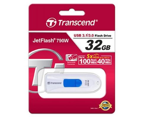 USB флеш накопичувач Transcend 32GB JetFlash 790 USB 3.1 (TS32GJF790W) 
