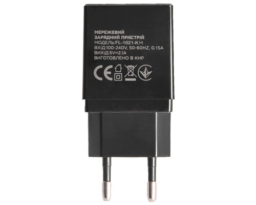 Зарядний пристрій Florence 2USB 2A + microUSB cable black (FL-1021-KM)