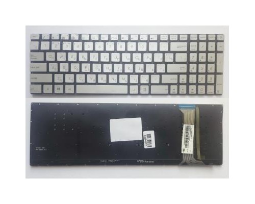 Клавіатура ноутбука ASUS N551/N552/N751/R555/G551/GL551/G552V/GL752VW серебр/подсв (A46141)