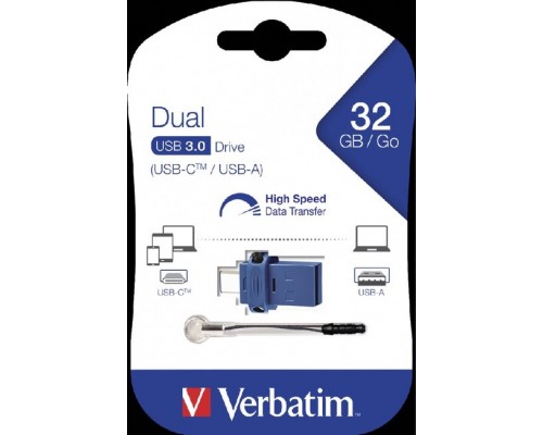 USB флеш накопичувач Verbatim 32GB Dual USB Drive USB 3.0/Type-C (49966) 