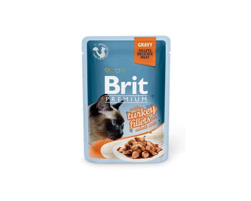 Вологий корм для кішок Brit Premium Cat 85 г (філе індички в соусі) (8595602518531)
