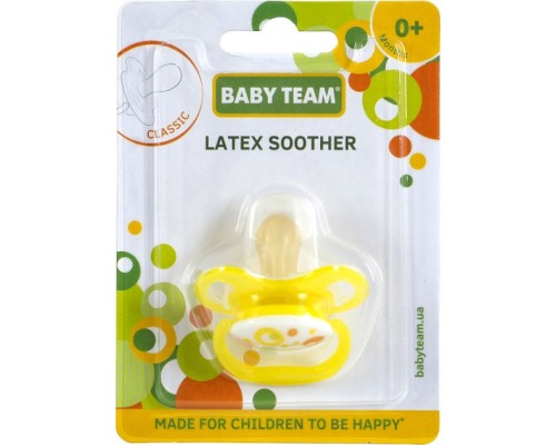 Пустушка Baby Team латексна, класична 0+ міс. (3220_жовтий)