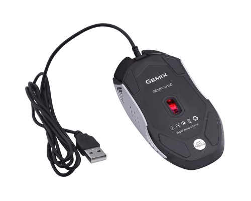 Мишка Gemix W100 USB Black/Gray + ігрова поверхня (W100Combo)