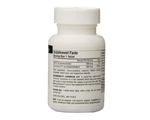 Мінерали Source Naturals Хром GTF 200 мкг, ChromeMate, 120 таблеток (SN0340)