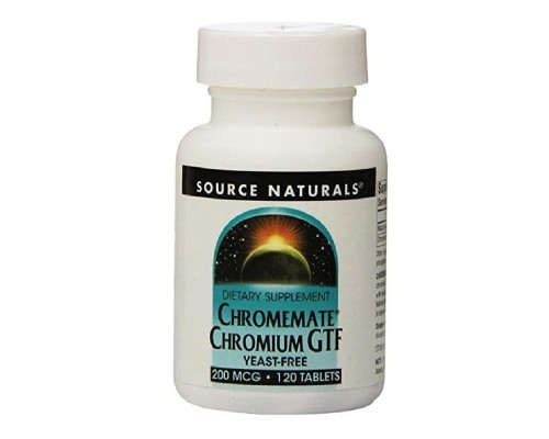 Мінерали Source Naturals Хром GTF 200 мкг, ChromeMate, 120 таблеток (SN0340)