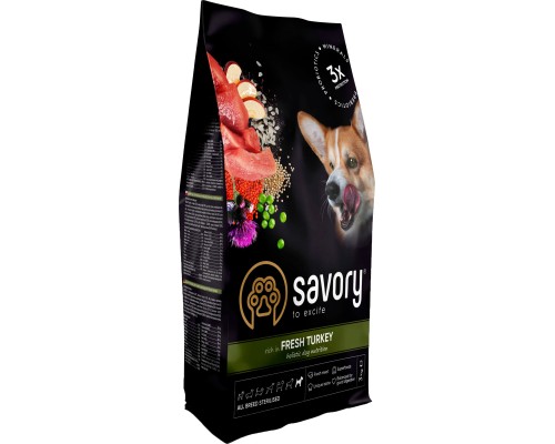 Сухий корм для собак Savory All Breed Sterilised rich in Fresh Turkey 3 кг (4820232631508)