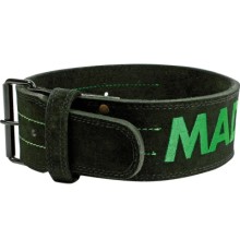 Атлетичний пояс MadMax MFB-301 Suede Single Prong шкіряний Black/Green XL (MFB-301_XL)