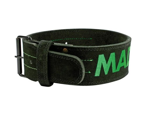 Атлетичний пояс MadMax MFB-301 Suede Single Prong шкіряний Black/Green XL (MFB-301_XL)