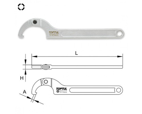 Ключ Toptul для круглих шліцьових гайок шарнірний 35-50мм (AEEX1A50)