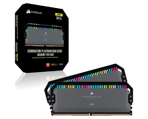 Модуль пам'яті для комп'ютера DDR5 32GB (2x16GB) 6000 MHz Dominator Platinum RGB Gray Corsair (CMT32GX5M2D6000Z36)