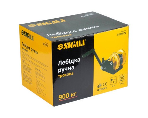 Лебідка Sigma ручна барабанна, сталевий трос 10мx5мм, 900кг (6134021)