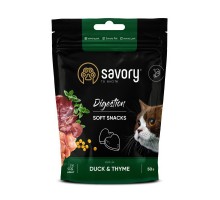 Ласощі для котів Savory для покращення травлення, качка з чебрецем 50 г (4820232631409)
