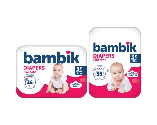 Підгузки Bambik Medium MIDI Розмір 3 (4-9 кг) 36 шт (4823071652284)