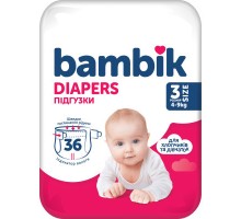 Підгузки Bambik Medium MIDI Розмір 3 (4-9 кг) 36 шт (4823071652284)