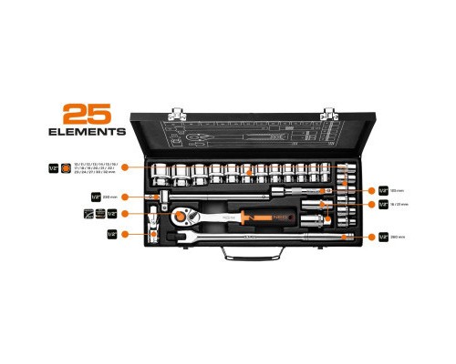 Набір головок Neo Tools 25шт, 1/2