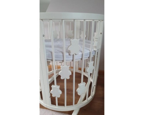 Ліжечко Ingvart трансформер Smart Bed Round (72х72, 72х120, 72х168 см) біле з декором 