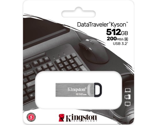 USB флеш накопичувач Kingston 512GB DataTraveler Kyson Silver/Black USB 3.2 (DTKN/512GB) 