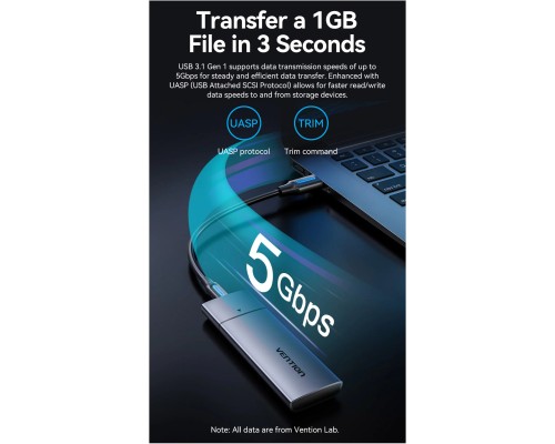 Кишеня зовнішня Vention SSD M.2 (NGFF) B&M-key USB Type-C 3.2 (KPFH0)