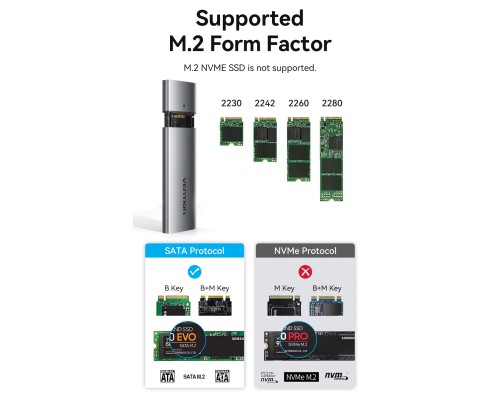 Кишеня зовнішня Vention SSD M.2 (NGFF) B&M-key USB Type-C 3.2 (KPFH0)