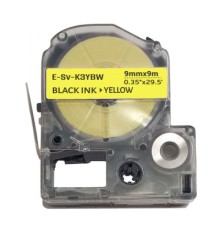 Стрічка для принтера етикеток UKRMARK E-Sv-K3YBW, 9мм х 9м, black on yellow, сумісна з LK-3YBW (900852)