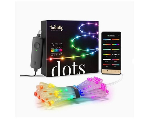 Гірлянда Twinkly Smart LED Dots 200 RGB LED Lights String, Clear Wire, Plug, IP44 10м (TWD200STP-TEU)