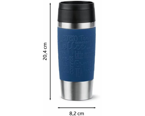 Термокружка Tefal Travel Mug Classic, 360мл, нержавіюча сталь, синій (N2020310)