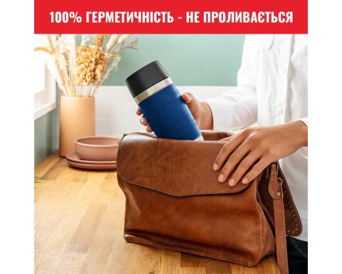 Термокружка Tefal Travel Mug Classic, 360мл, нержавіюча сталь, синій (N2020310)