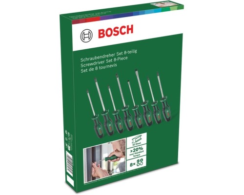 Викрутка Bosch набір 8шт, SL 4, 6.5 мм, PH1х100 мм, PH2х125 мм, PZ1х100 мм, PZ2х125 мм, Т20х (1.600.A02.BX8)