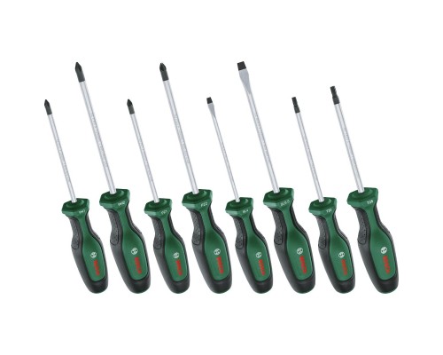 Викрутка Bosch набір 8шт, SL 4, 6.5 мм, PH1х100 мм, PH2х125 мм, PZ1х100 мм, PZ2х125 мм, Т20х (1.600.A02.BX8)