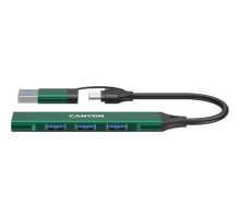 Концентратор Canyon hub DS-02 4in1 USB-A/C Green (CNS-TDS02GR)