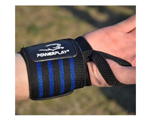Бинт для спорту PowerPlay 3081 Gym WristT Wraps Чорно-Сині (PP_3081_Blue)