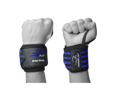 Бинт для спорту PowerPlay 3081 Gym WristT Wraps Чорно-Сині (PP_3081_Blue)