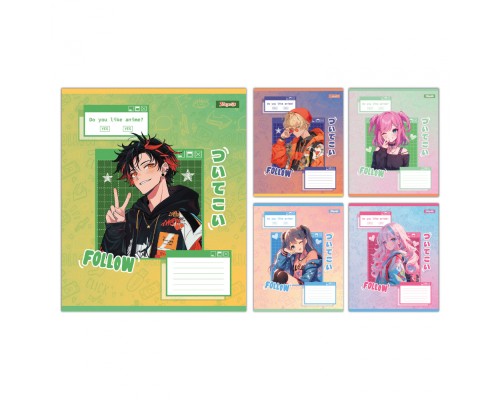 Зошит 1 вересня Follow Anime А5 12 аркушів клітинка (768119)