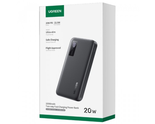 Батарея універсальна Ugreen 10000mAh 20W PD, QC/3.0, USB-A, USB-C Black (PB311) (25742)