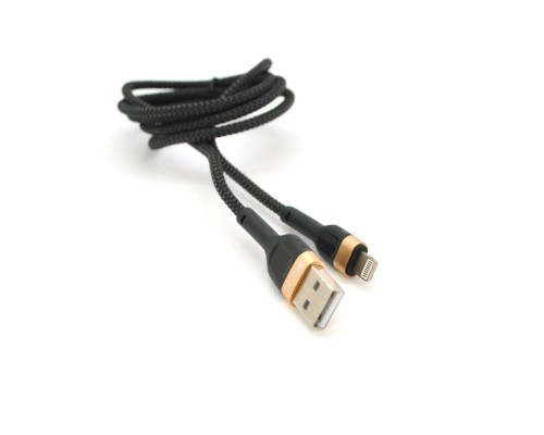 Дата кабель USB 2.0 AM to Lightning 1.0m 3.0A black gold PZX (V-165)