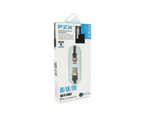 Дата кабель USB 2.0 AM to Lightning 1.0m 3.0A black gold PZX (V-165)